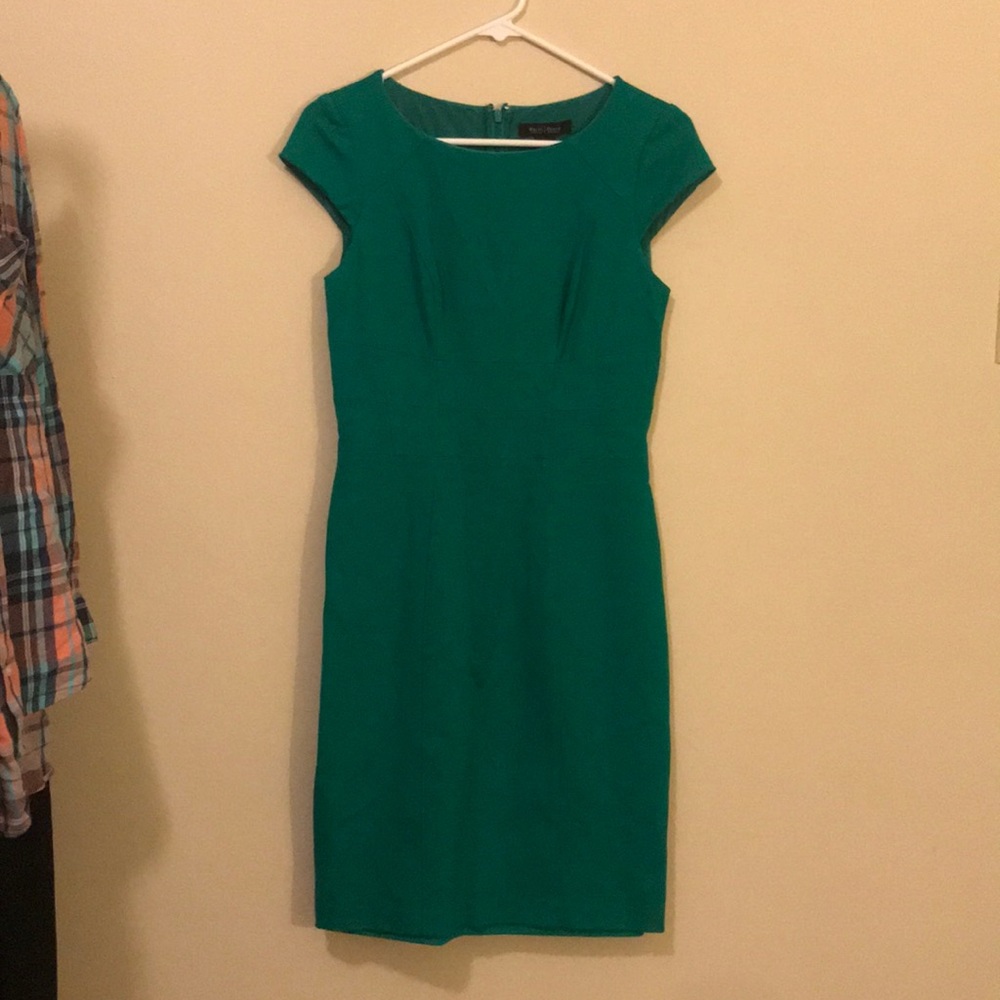 Bright green cap sleeve sheath dress by WHBM